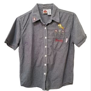 Vtg Tweety Button Down Gingham M